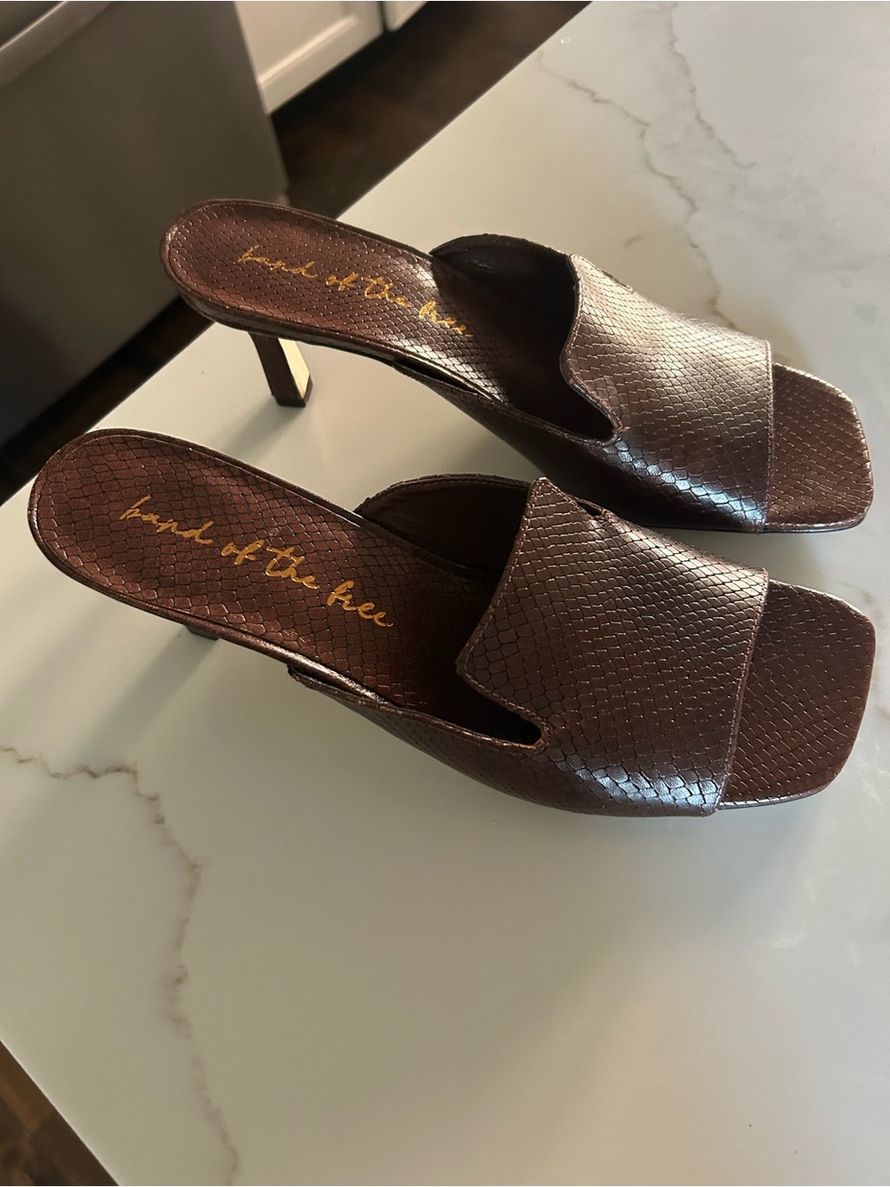 Free People We The Free Women's Brown Textured Slingback Heels